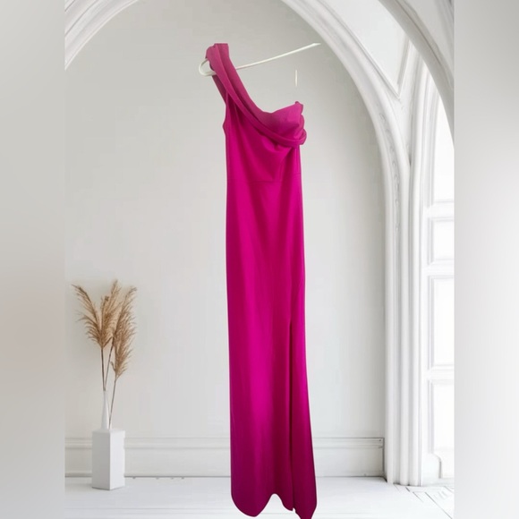 Fashion Nova fuchsia One Shoulder Ruched Gown - Picture 2 of 5